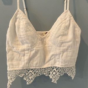 FREE PEOPLE ~FP ONE white crop lace corset top